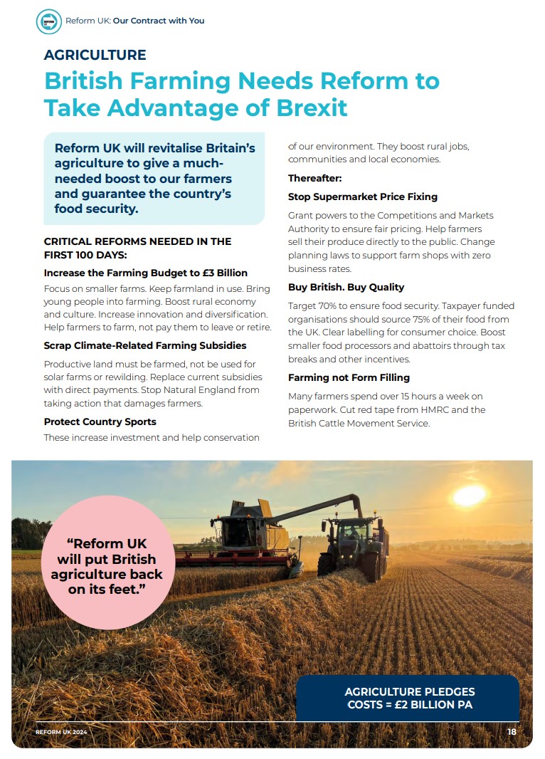 Reform UK agriculture policies